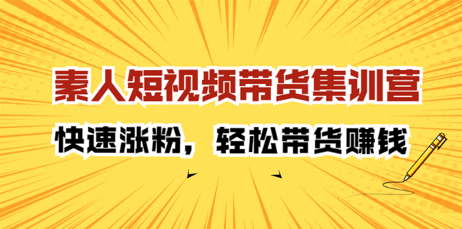 素人短视频带货集训营：快速涨粉，轻松带货赚钱-项目收录网