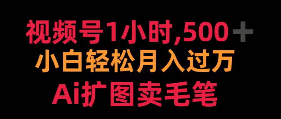 视频号1小时，500＋ 小白轻松月入过万 Ai扩图卖毛笔-项目收录网