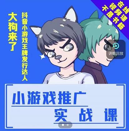 大狗来了：小游戏推广实战课，带你搭建一个游戏推广变现账号-项目收录网