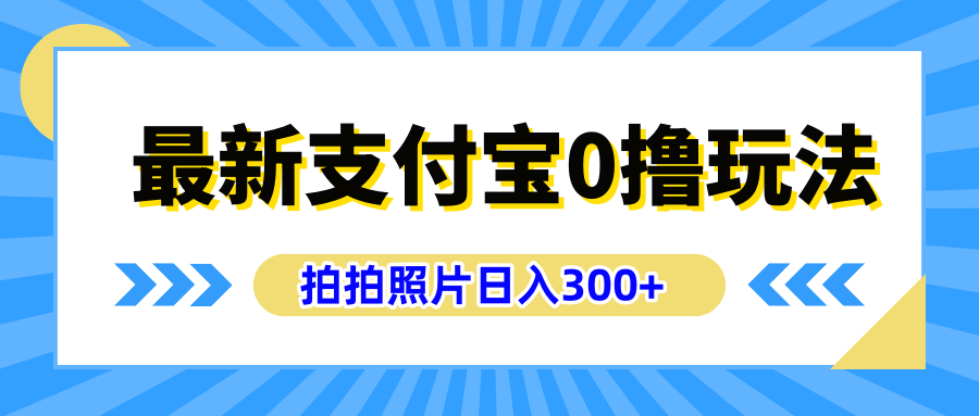 最新支付宝0撸玩法，拍照轻松赚收益，日入300+有手机就能做-项目收录网