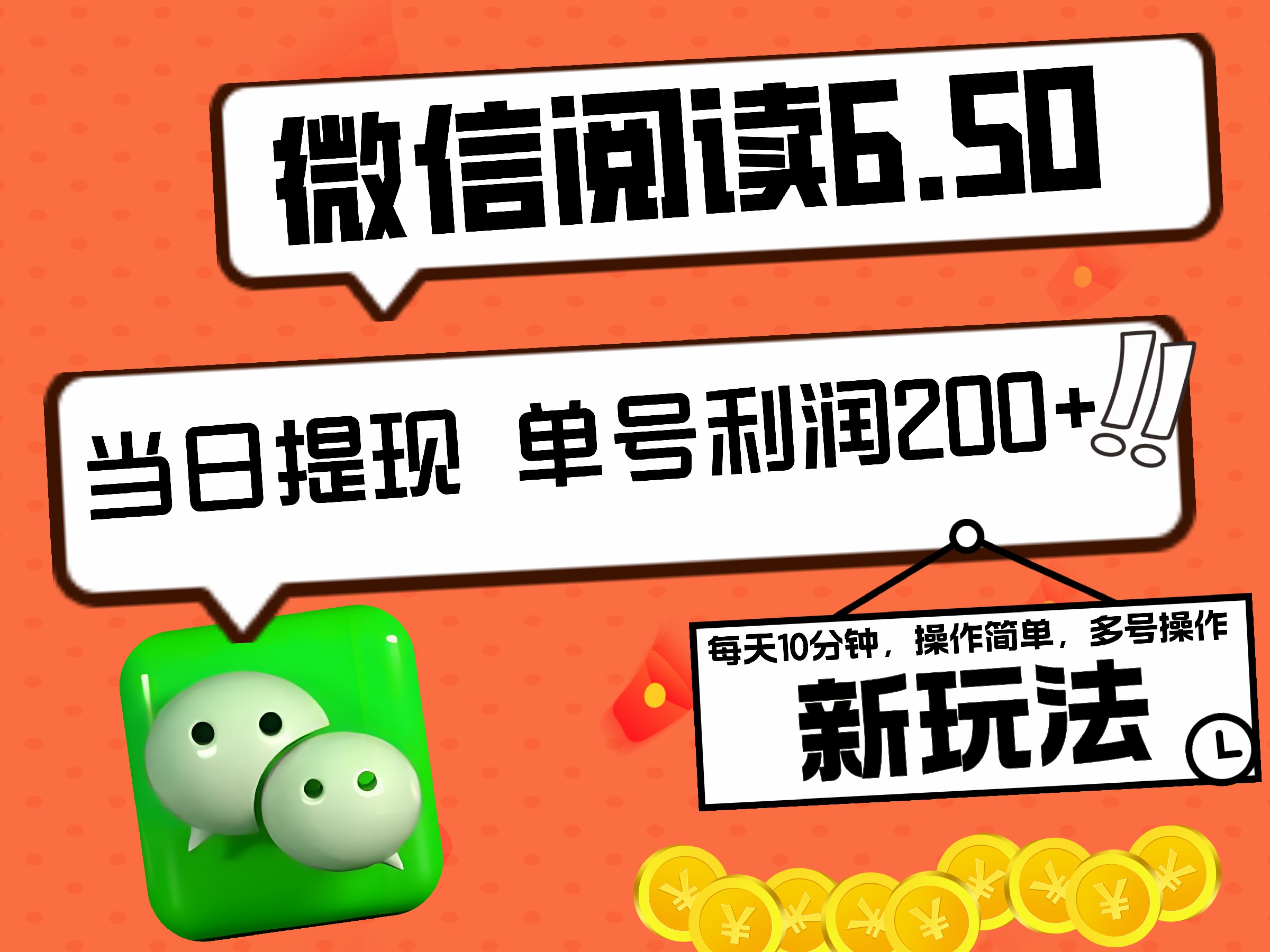 2024最新微信阅读6.50新玩法，5-10分钟 日利润200+，0成本当日提现，可矩阵多号操作-项目收录网