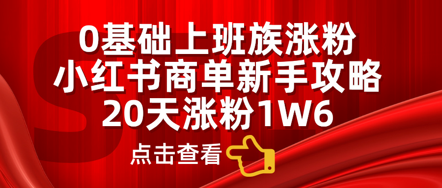 0基础上班族涨粉，小红书商单新手攻略，20天涨粉1.6w-项目收录网