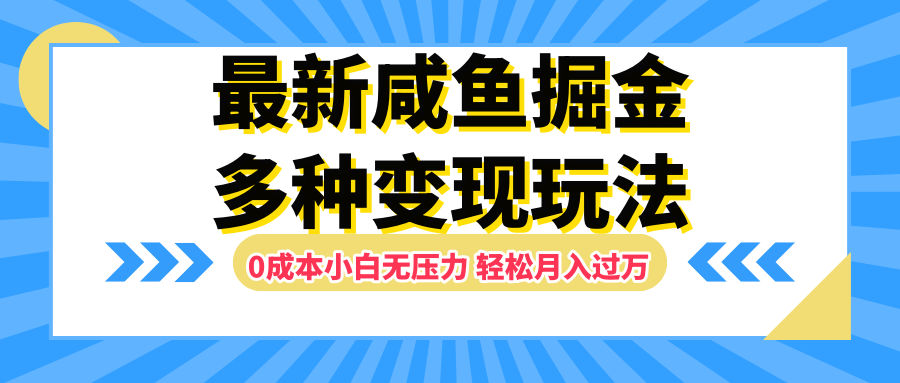 最新咸鱼掘金玩法，更新玩法，0成本小白无压力，多种变现轻松月入过万-项目收录网