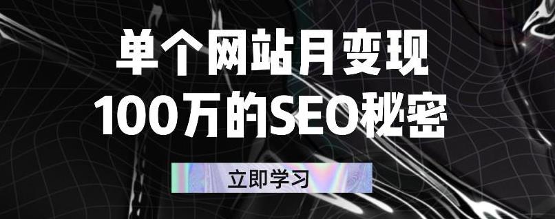 单个网站月变现100万的SEO秘密，百分百做出赚钱站点-项目收录网