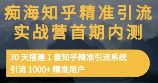 痴海知乎精准引流实战营1-2期，30天搭建1套知乎精准引流系统，引流1000+精准用户-项目收录网