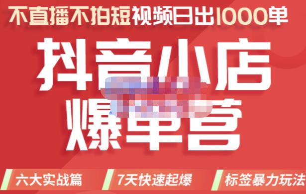 2022年抖音小店爆单营，不直播、不拍短视频、日出1000单，暴力玩法-项目收录网