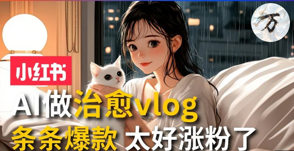 AI治愈系vlog动画视频，小红书7天 涨粉破千，商单报价1500+，0成本制作，日入2000+，有手就会 -项目收录网