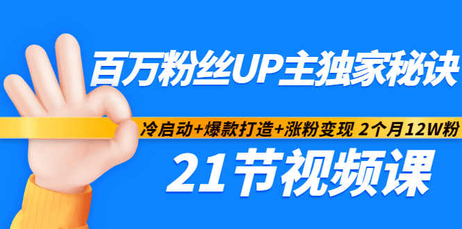 百万粉丝UP主独家秘诀：冷启动+爆款打造+涨粉变现2个月12W粉（21节视频课)-项目收录网