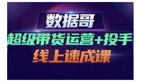 数据哥·超级带货运营+投手线上速成课，快速提升运营和熟悉学会投手技巧-啦啦收录网