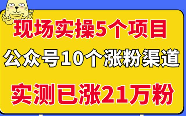 现场实操5个公众号项目，10个涨粉渠道，实测已涨21万粉！-项目收录网