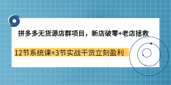 拼多多无货源店群项目，新店破零+老店拯救 12节系统课+3节实战干货立刻盈利-项目收录网