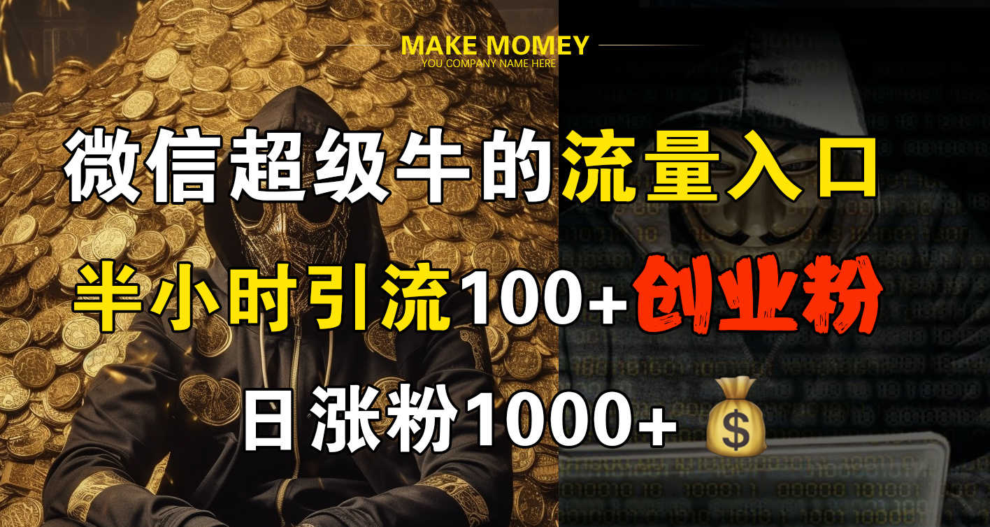 微信超级牛的流量入口，半小时引流100+创业粉，日涨粉1000+-项目收录网