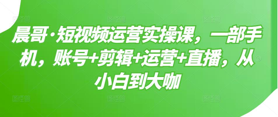 短视频运营实操课，一部手机，账号+剪辑+运营+直播，从小白到大咖-项目收录网