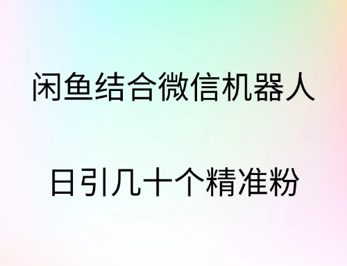 闲鱼结合微信机器人，日引几十个精准粉-项目收录网