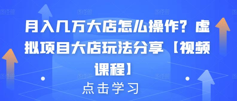 月入几万大店怎么操作？虚拟项目大店玩法分享【视频课程】-项目收录网