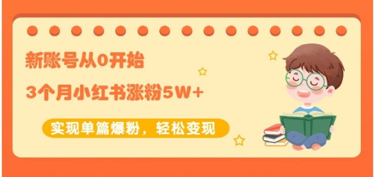 新账号从0开始3个月小红书涨粉5W+实现单篇爆粉，轻松变现（干货）-啦啦收录网