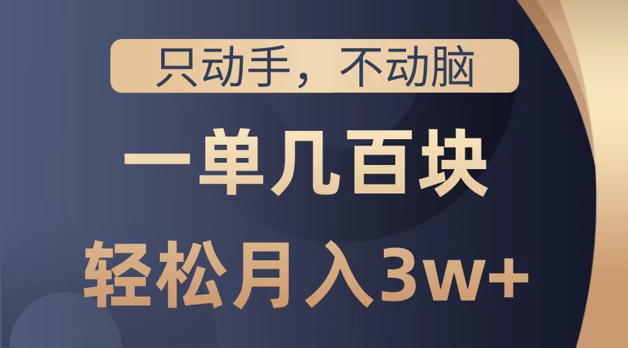 只动手不动脑，一单几百块，轻松月入2w+，看完就能直接操作，详细教程-项目收录网