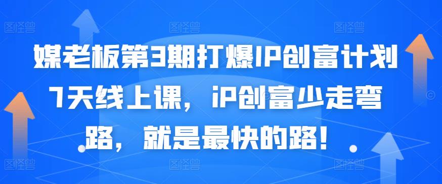 媒老板第3期打爆IP创富计划7天线上课，iP创富少走弯路，就是最快的路！-项目收录网