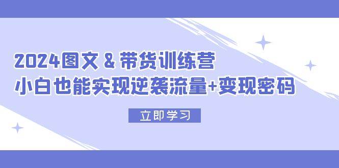 2024 图文+带货训练营，小白也能实现逆袭流量+变现密码-项目收录网