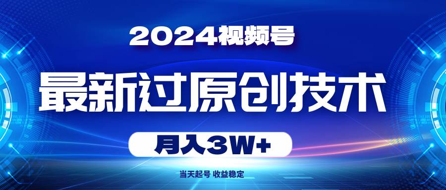 2024视频号最新过原创技术，当天起号，收益稳定，月入3W+-项目收录网