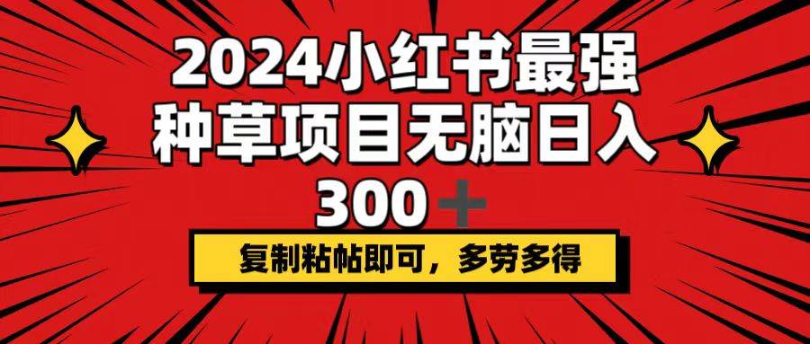 2024小红书最强种草项目，无脑日入300+，复制粘帖即可，多劳多得-项目收录网