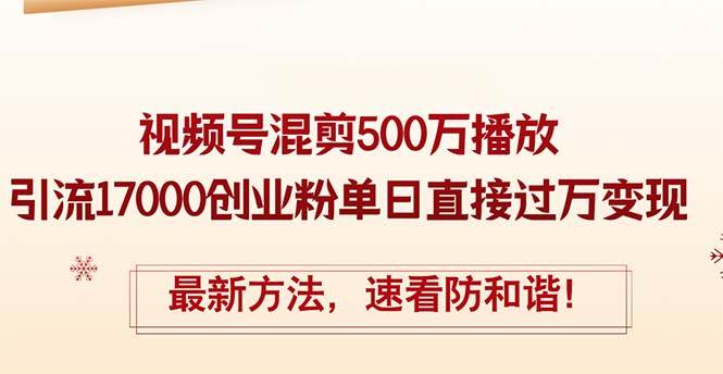 精华帖视频号混剪500万播放引流17000创业粉，单日直接过万变现，最新方…-项目收录网