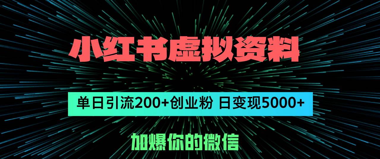 小红书虚拟资料日引流200+创业粉，单日变现5000+-项目收录网