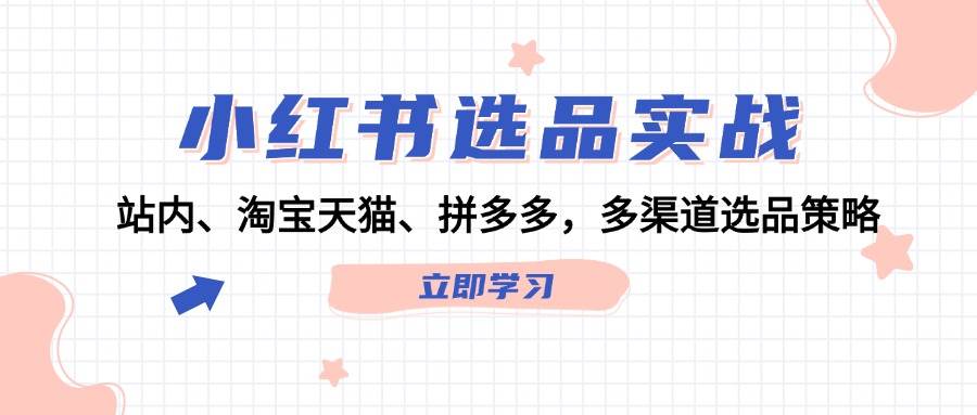 小红书选品实战：站内、淘宝天猫、拼多多，多渠道选品策略-项目收录网