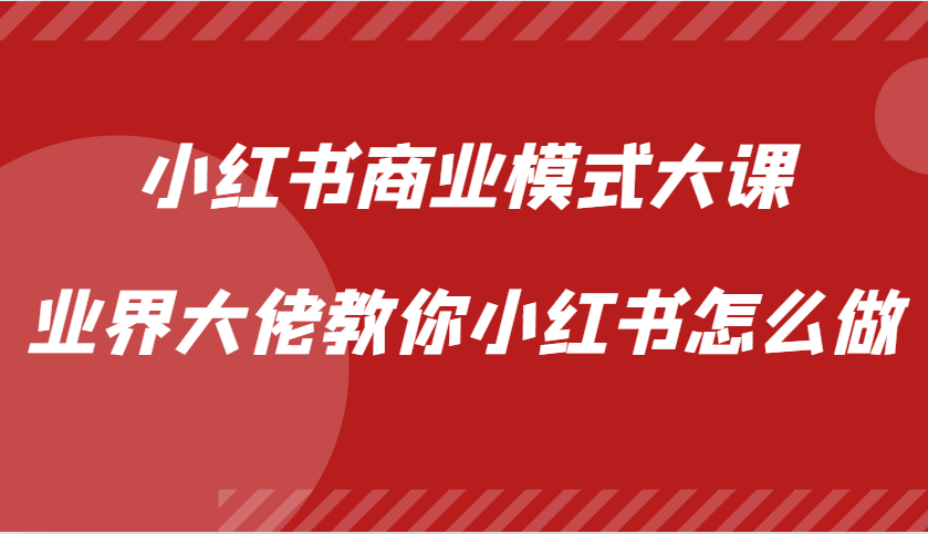 小红书商业模式大课，业界大佬教你小红书怎么做【视频课】-啦啦收录网