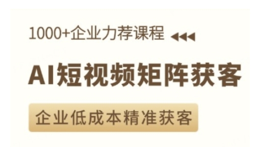 AI短视频矩阵获客实操课，企业低成本精准获客-啦啦收录网