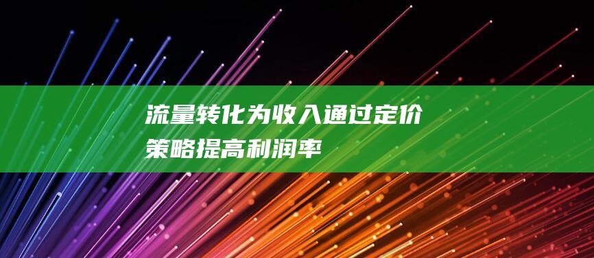 流量转化为收入：通过定价策略提高利润率